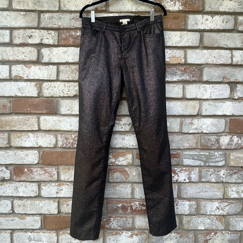 H&M Brown and Gold Glitter Sparkle Jeans  Pants sz 8 Slim